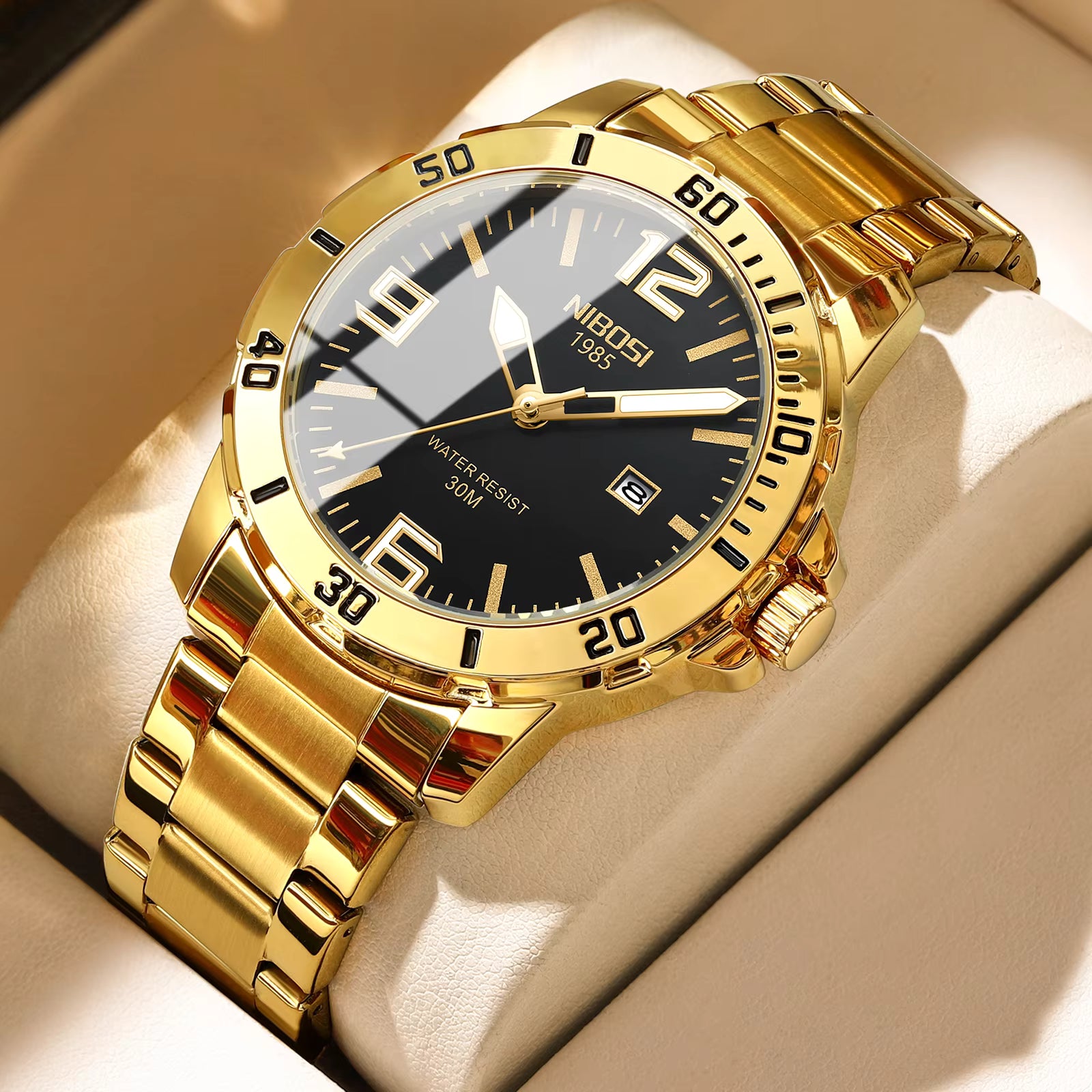 NIBOSI Mens Watches Top Brand Luxury Waterproof Luminous Quartz Watch for Men Stainless Steel Business Watches Relogio Masculino