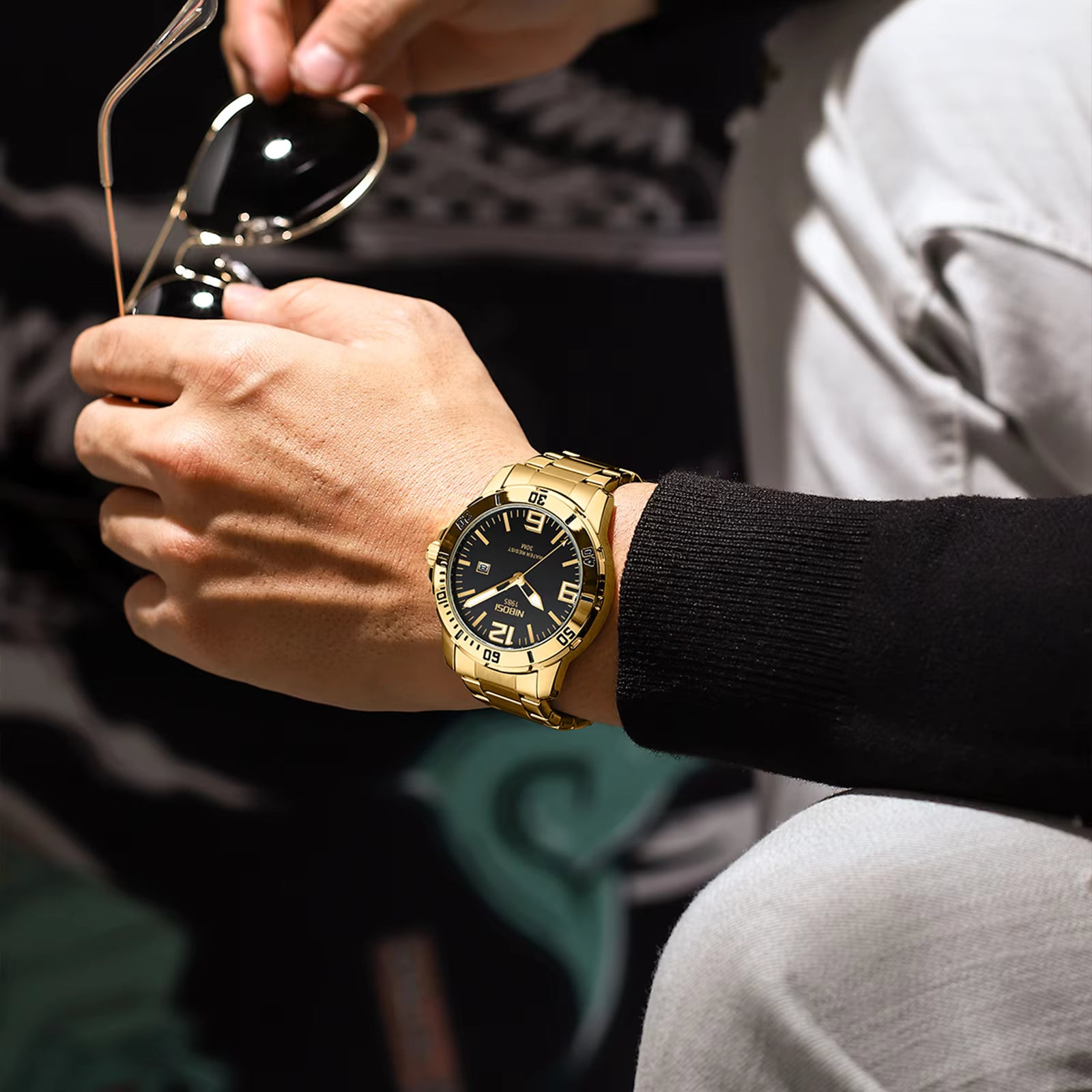 NIBOSI Mens Watches Top Brand Luxury Waterproof Luminous Quartz Watch for Men Stainless Steel Business Watches Relogio Masculino