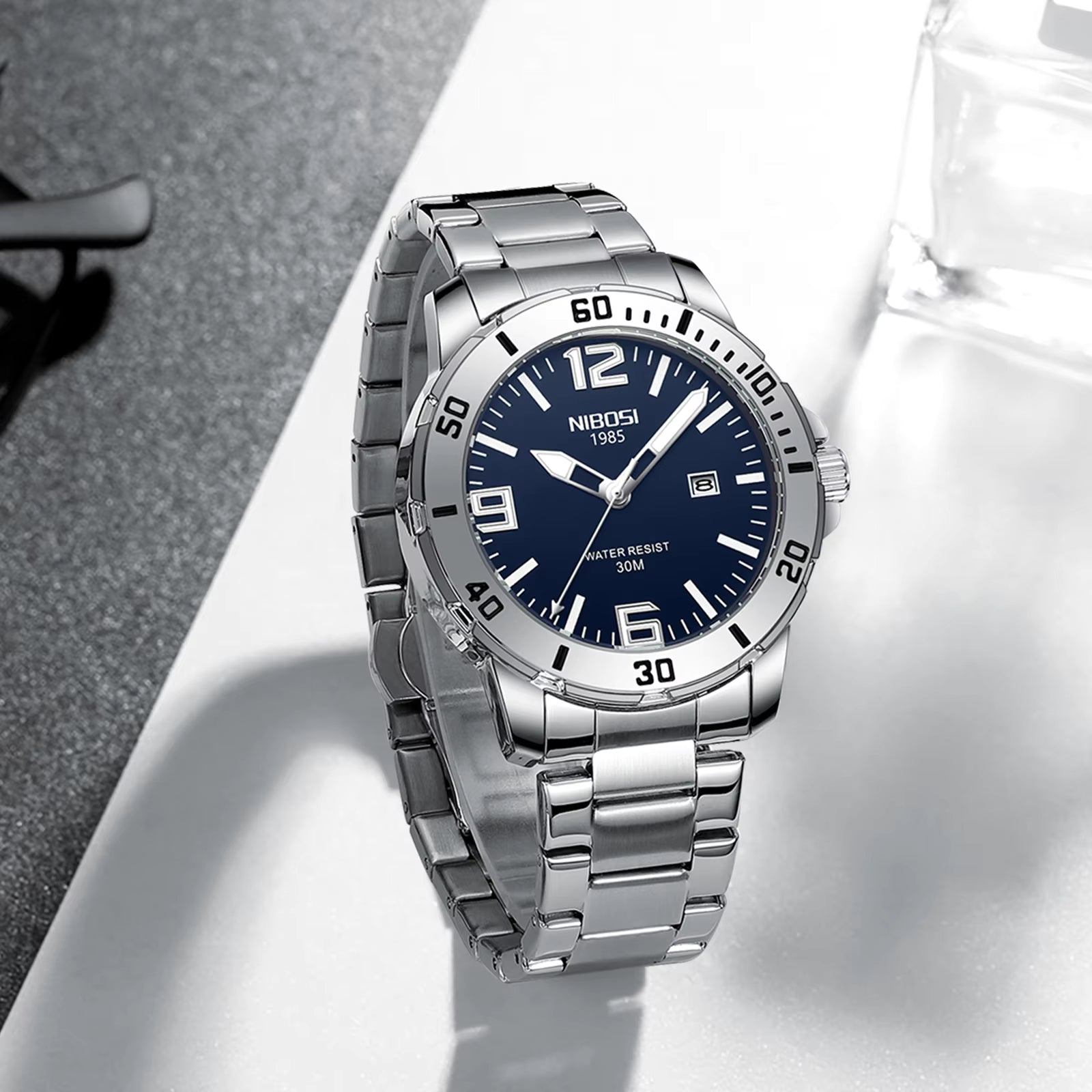 NIBOSI Mens Watches Top Brand Luxury Waterproof Luminous Quartz Watch for Men Stainless Steel Business Watches Relogio Masculino