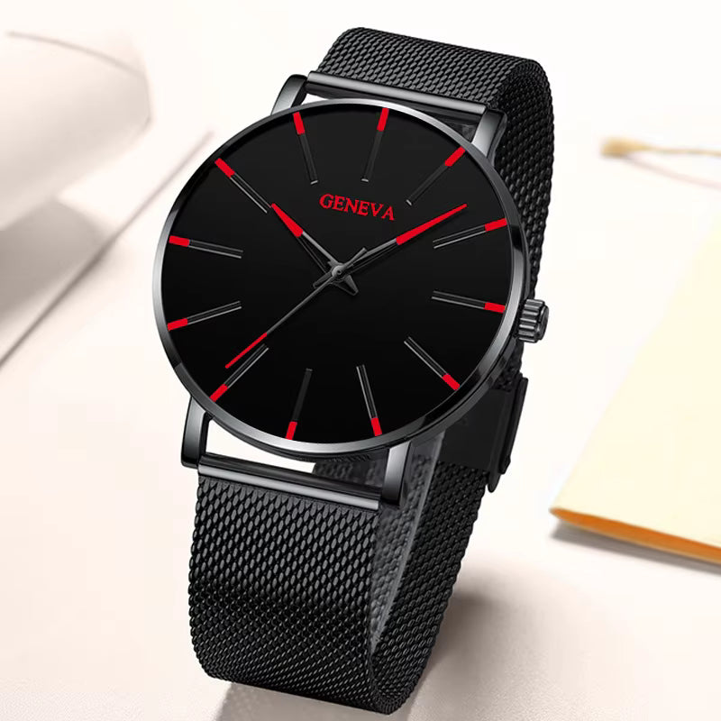 Minimalist Mens Fashion Ultra Thin Watches Simple Men Business Stainless Steel Mesh Belt Quartz Wrist Watch Relogio Masculino